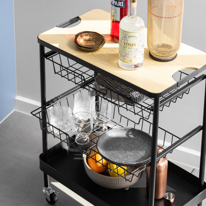 4 Tier Kitchen Trolley - Black