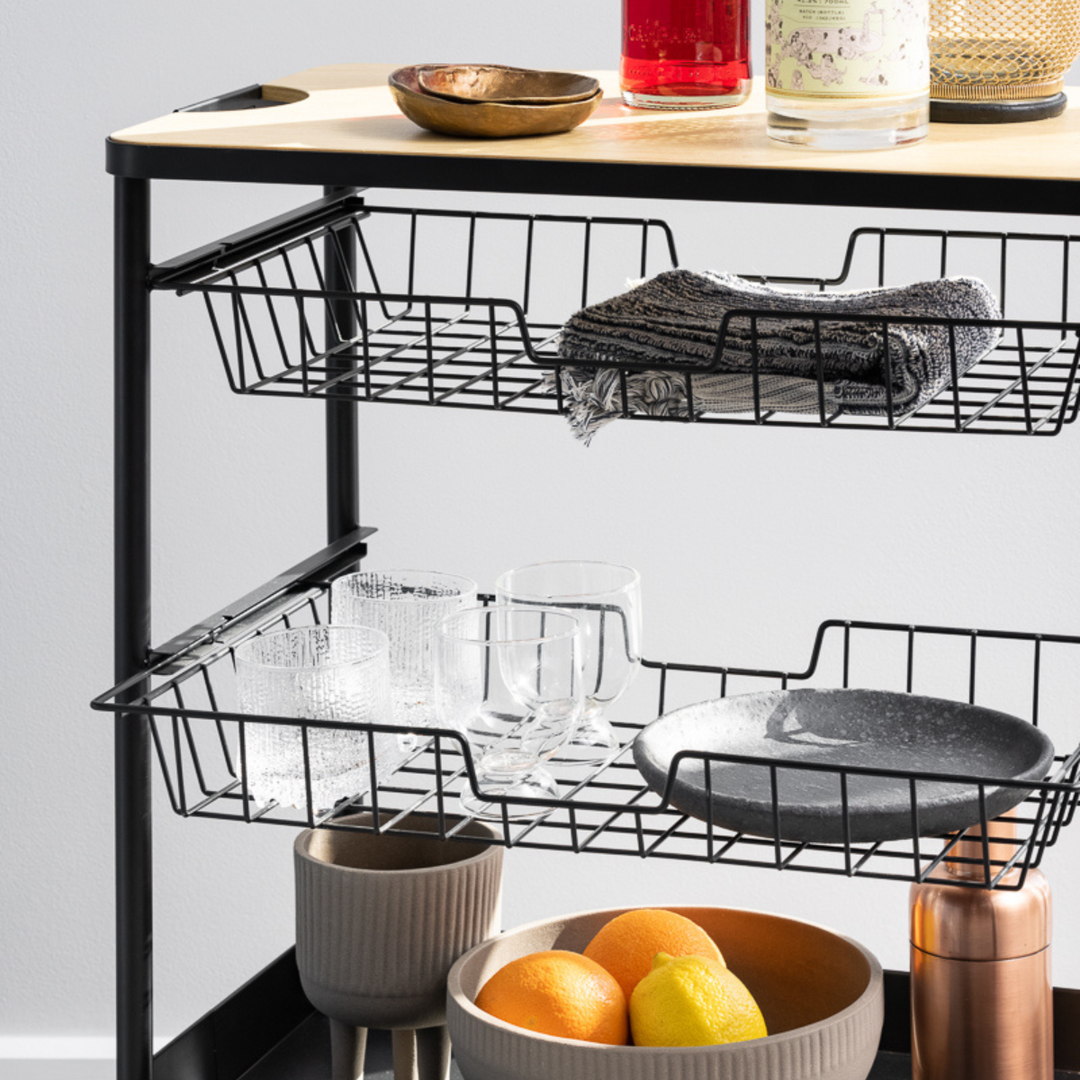 4 Tier Kitchen Trolley - Black