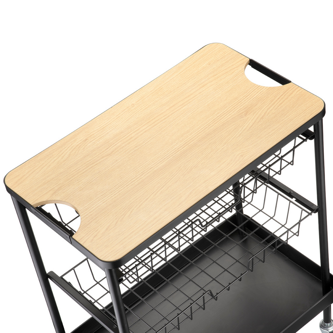 4 Tier Kitchen Trolley - Black