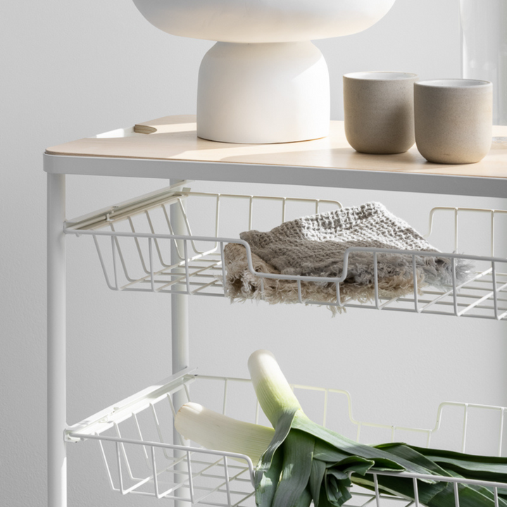 4 Tier Kitchen Trolley - White