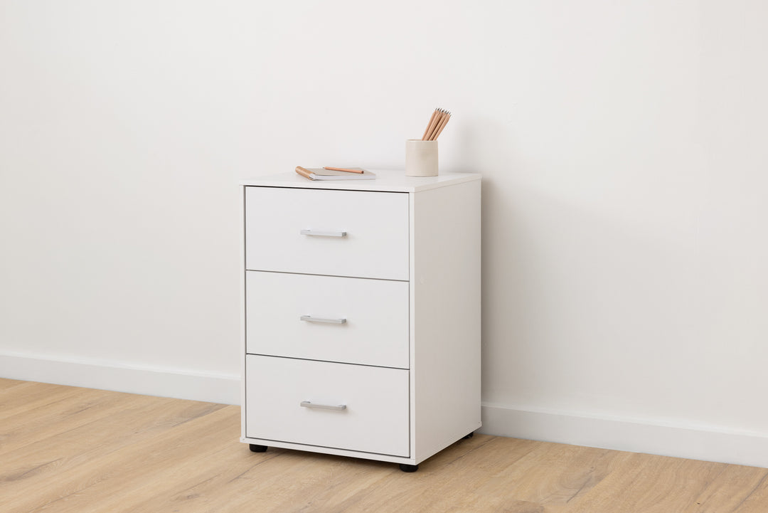 Macey 3 Drawer Pedestal Cabinet - White