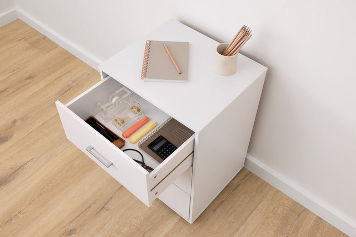 Macey 3 Drawer Pedestal Cabinet - White
