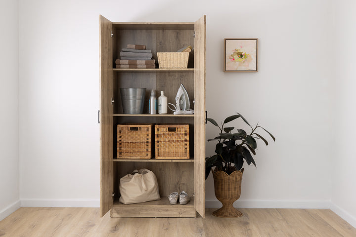 Macey Double Door Tall Storage Cabinet - Oak
